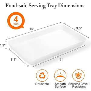 Set di 4 Vassoi di Servizio in Plastica Riutilizzabili, Accessori per Barbecue e Grigliate, Piatti per Snack e Frutta - Product Image 2