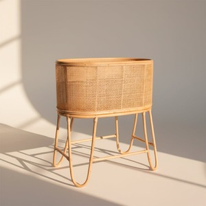 Lit bébé en bois à vendre, lits bébé en rotin durable, berceau pour nouveau-né, lit bébé avec rangement - Product Image 6