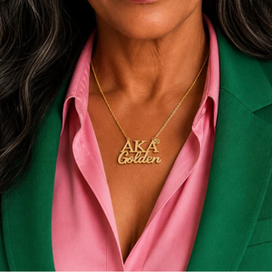 Collar de Acero Inoxidable con Colgante de Letra Dorada AKA Golden Soror para Mujer, Joyería Elegante, Regalo, Accesorio de Moda - Product Image 1