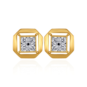Pendientes de Diamantes Forme Octa para Mujer, Oro Amarillo, Corte Princesa, Diamantes Naturales, Minimalistas, para Uso Diario - Product Image 1