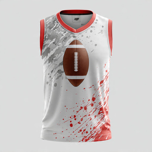 Football Sublimation V-Neck Vest Jersey Customize Sublimation 100% Polyester Sleeveless Tank Top Men Lightweight Printed Singlet - Product Image 4