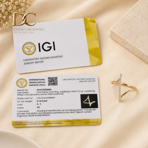 แหวนทองคำแท้ 14KT สีเหลืองทอง งานแฮนด์เมดใหม่ ประดับเพชรแล็บโกรว์ ทรงบริลเลียนท์ รับรองโดย IGI เครื่องประดับสำหรับผู้หญิง เหมาะสำหรับทุกโอกาส - Product Image 6