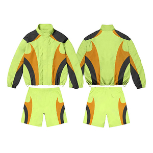 Conjunto Deportivo de 2 Piezas para Mujer, Chaqueta Deportiva de Poliéster con Estampado de Bloques de Color y Bolsillos, Secado Rápido, para Primavera/Verano - Product Image 4