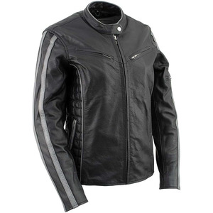 Chaqueta de Motociclista Clásica de Cuero y Textil para Mujer SAMROZ SPORTS - Uso Durante Todo el Año - Product Image 1