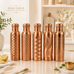 Export Quality Customized Copper <b>Bottles</b> Plain Hammered Etching Mirror Finish polished Eco Friendly Copper Water <b>Bottle</b> handmade - Product Image 1
