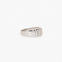 Bague en Argent Sterling 925 avec Grappe de Zircons Cubiques, Sertissage Clos, Motif Géométrique Pavé, Style Chrétien Classique Tendance, Bijou de Mariage Unisexe