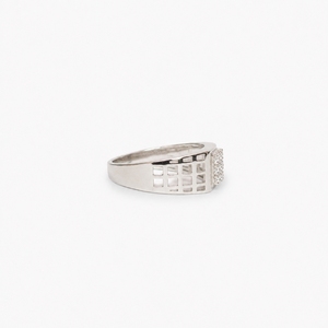 Anillo de Plata de Ley 925 con Circonitas Cúbicas, Diseño Geométrico con Engaste Pavé, Estilo Clásico, Joyería Unisex para Bodas - Product Image 3