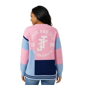Jack and Jill Women Color <b>Block</b> Knit Cardigan Pink Blue Navy V Neck Button Front Long Sleeve Sweater with Pockets Casual Fashion - Product Image 2