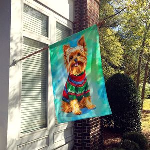 Yorkshire Terrier Christmas House Flag Large Porch Sleeve Pole Decorative <b>Yard</b> Banner Multicolor Wall Hanging <b>Yard</b> Lawn <b>Signs</b> - Product Image 2