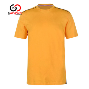 Camiseta Deportiva de Manga Corta Color Amarillo Personalizada con Ribete en Contraste, Cuello Redondo, Lisa, Fabricada por GOI, Camisetas para Hombre - Product Image 2