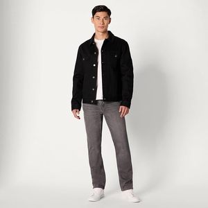 Men's Black <b>Denim</b> Jacket Casual Button Front Regular Fit Solid Color Autumn Wear Woven Cotton <b>Material</b> - Product Image 2