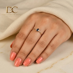 Anillo de Oro Sólido de 14 Quilates con Diseño Elegante, Estilo Étnico, Certificado por IGI, con Diamante Cultivado en Laboratorio y Topacio Azul de Londres, Joyería para Mujer - Product Image 5