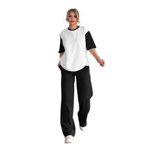 Conjunto de Verano de 2 Piezas para Mujer 2026, con Logotipo Personalizado OEM, Ecológico, 100% Algodón, Top de Manga Tres Cuartos y Pantalones Cortos, Estilo Casual Deportivo - Product Image 3