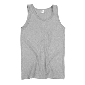 High Quality 100% Cotton <b>Men's</b> Sporty Gym <b>Vest</b> Tank Tops Custom Logo Undershirts Oversized <b>White</b> Vintage Knitted Breathable - Product Image 4