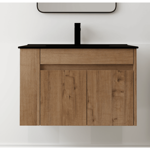 Mobile da Bagno da 30 Pollici con Lavabo in Ceramica Nera e Ripiano Aperto Regolabile (Imballaggio KD) - Product Image 2