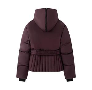 Men's <b>Burgundy</b> Puffer Jacket Hooded Collar Zipper Closure Regular Length Casual Winter Wear Eco-Friendly Minimalist Thick - Product Image 2