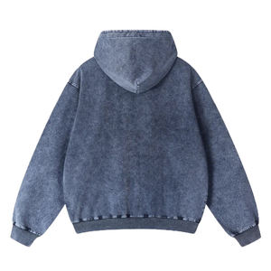 Sweat-shirt à capuche en denim, coupe oversize, manches classiques, couleur unie, design décontracté avec poches, coton lavé, style automne - Product Image 4