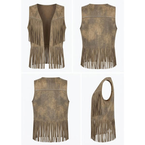 Salva <b>Leather</b> Women's Moto Biker Style Digital Printed <b>Leather</b> Vest Waterproof Zipper Closure Solid Color <b>Sleeveless</b> Outerwear - Product Image 4