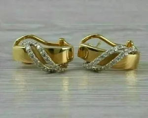 Pendientes de Aro de Moissanita, Plata de Ley 925, Chapados en Oro, Diseño Clásico de Una Hilera de Diamantes, Joyería para Mujer - Product Image 3