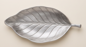 Plateau de service en aluminium moulé en forme de feuille, argenté, avec motif veiné, pour présentation alimentaire, idéal pour hôtels et restaurants, directement de l'usine - Product Image 3