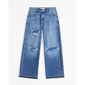 Pantalones vaqueros lavados vintage de alta calidad para hombre, pantalones casuales azules de corte regular, proveedor OEM de fábrica, venta al por mayor, MOQ bajo - Product Image 1