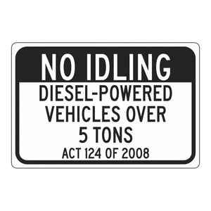 Panneau d'avertissement Brady en PVC « Interdiction de marche au ralenti » pour véhicules diesel de plus de 5 tonnes, conforme aux normes extérieures - Product Image 1
