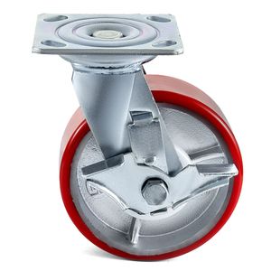Set di 4 Ruote Girevoli 6 X 2 Pollici (2 Fisse, 2 Girevoli) con Freno Laterale, Ruota in Poliuretano, Capacità 1000 LBS, Diametro 100mm, Materiale TPR - Product Image 1