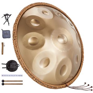 Handpan in Re minore da 22 pollici con 10 note 432Hz, strumento a percussione, supporto, bacchette e borsa per il trasporto inclusi - Product Image 1