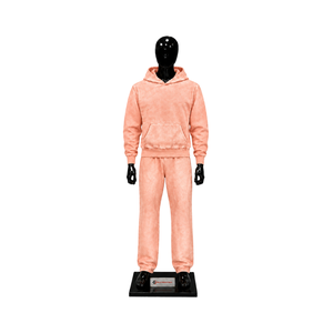 Conjunto Deportivo Vintage Lavado Color Rosa Melocotón para Hombre, Sudadera con Capucha y Pantalones Jogger, Ropa Deportiva Casual, Venta al Por Mayor Personalizada OEM - Product Image 1