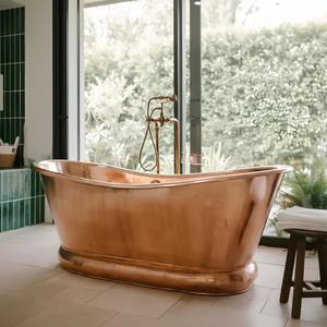 Baignoire autoportante élégante en cuivre martelé à la main, baignoire de luxe pour une décoration de salle de bain moderne et rustique et une relaxation profonde. - Product Image 2