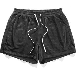 Pantalones Cortos Deportivos para Hombre, Negros, con Logotipo en la Parte Delantera, Cintura Media, con Cordón, Transpirables, de Secado Rápido, 100% Poliéster Tejido - Product Image 1