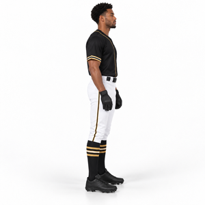 Conjunto de Uniforme de Béisbol para Hombre, Negro, Dorado y Blanco, Poliéster Transpirable, Jersey de Manga Corta, Pantalones, Guantes, Talla Adulto - Product Image 5