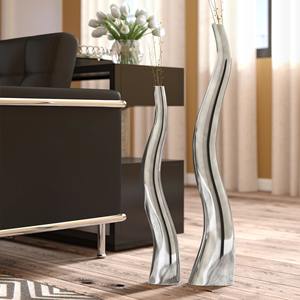 Zig Zag Shape Silver Metal Tall <b>Slim</b> Vase For Office <b>Desk</b> Styling Adds Elegance And A Contemporary Look To Your Workspace - Product Image 6