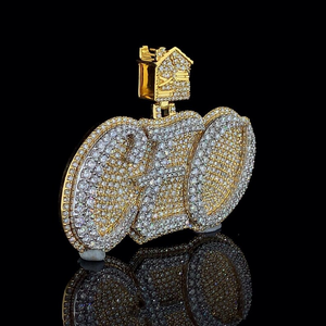 Pendentif lettre en argent 925 avec diamant Moissanite, micro-sertissage, pour pendentifs religieux certifiés en forme de cœur, style Hip Hop - Product Image 2