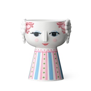 Hand-Painted Ceramic Face Planter <b>Vase</b> Wholesale | Moradabad Pottery - Product Image 4