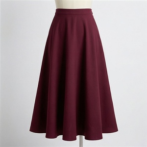 Women <b>A</b>-<b>Line</b> Midi <b>Skirt</b> Solid Color Pleated <b>Knee</b>-<b>Length</b> Regular Waist Polyester Cotton Comfortable All Seasons Wear - Product Image 1