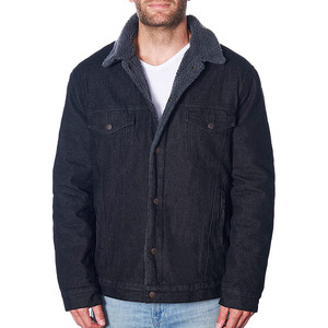 Veste en jean pour homme à manches longues avec doublure en sherpa, style chauffeur de camion - Product Image 3