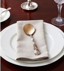 Ensemble de cuillères à salade vintage en argent plaqué, design coquillage, manche long, finition miroir, couverts créatifs en métal, vaisselle de mariage - Product Image 2