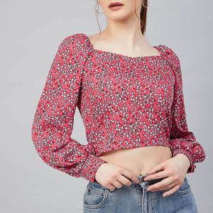 Top Corto Ligero y Fácil de Usar para Mujer, Manga Larga, Estampado, Ropa de Moda, Camisetas Cortas para Mujer - Product Image 1