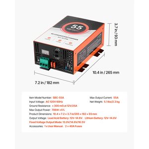 Convertitore di Potenza per Camper da 55 Amp, Caricabatterie Intelligente Multistadio 110V AC 12V DC, 13V 16.5V per Sistemi Elettrici RV - Product Image 3