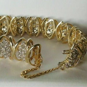 Bracelet tennis en moissanite, argent sterling 925 plaqué or, forme cœur, bijoux de luxe pour femmes - Product Image 1