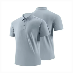 Chemises tissées décontractées à manches courtes et fermeture éclair pour hommes, couleur unie, séchage rapide, anti-plis, respirantes, avec logo personnalisé pour équipe - Product Image 2