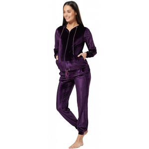 New Trendy Women Autumn Velvet Lightweight <b>Washed</b> 2-Piece Custom Logo Front Velour Zipper Jogger Tracksuit <b>Set</b> - Product Image 3