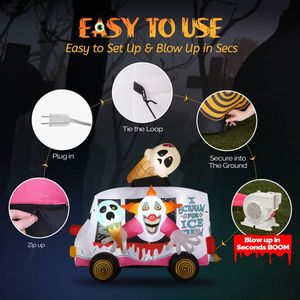 Decorazioni Gonfiabili di Halloween a Forma di Camion dei Gelati Clown in PVC da 2,4 Metri - Product Image 4
