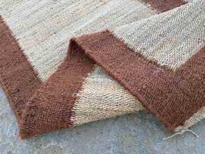 Alfombra de Cáñamo Tejida a Mano de Lujo, Ecológica, con Borde Terracota |   Alfombra Moderna Premium para Pasillo, Lavable, Tamaño Personalizado - Product Image 6