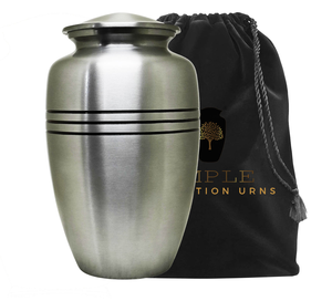 Brushed Silver Metal Cremation Urn for Adult Human Ashes - Product Image 2