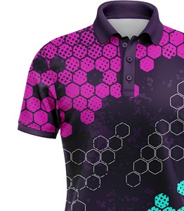 Corex Men's Short Sleeve Polo <b>Shirt</b> <b>Geometric</b> Honeycomb Print Quick Dry Polyester Casual Sport Wear - Product Image 4