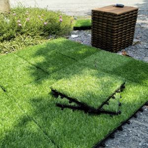 Dalles de terrasse en gazon artificiel 300x300x24mm, imperméables, carrées, pour extérieur/intérieur, maison et jardin, terrasse, cour arrière, décoration - Product Image 3