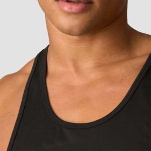 Men's Black Sleeveless Tank <b>Top</b> O-Neck Solid Knitted Casual Wear - Product Image 6