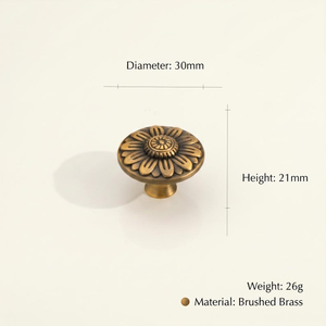 Tiradores de latón retro con diseño floral para gabinetes, tiradores de cajones de bronce antiguo, herrajes vintage para cómodas, manijas decorativas para muebles de cocina - Product Image 6